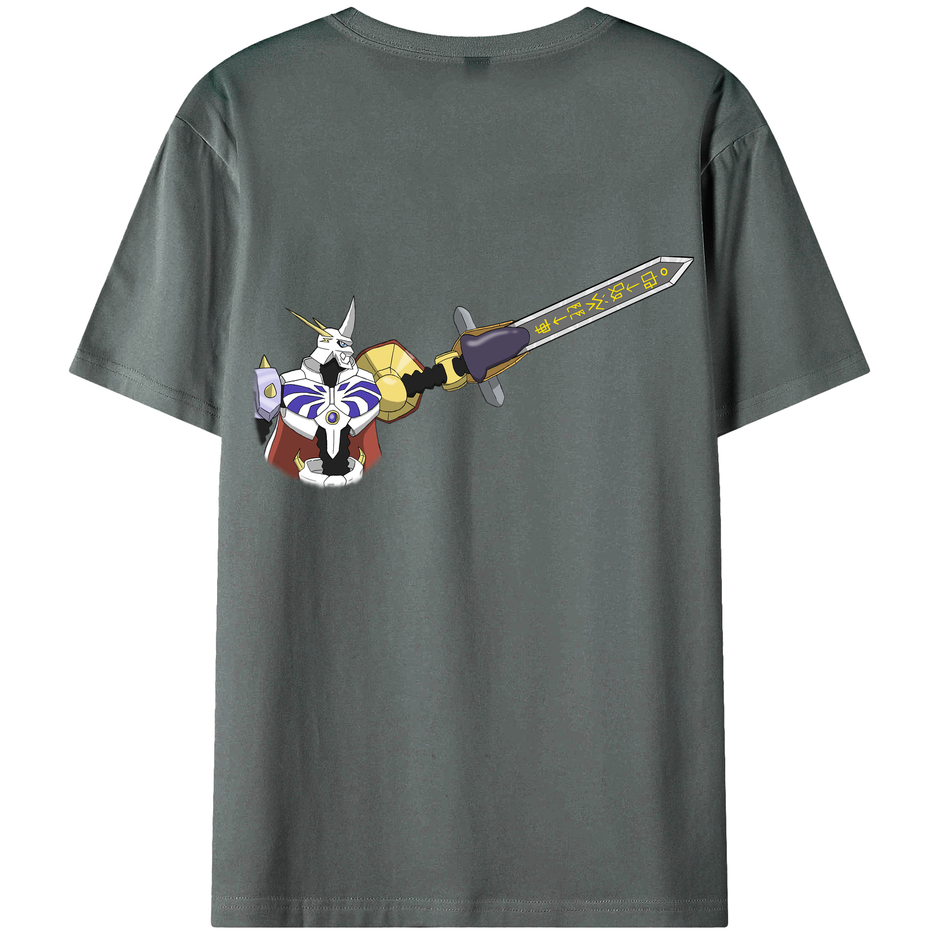 （画像用） Digimon デジタルモンスター/デジモン 綿100％ メンズ半袖Tシャツ（バックプリント） 通気性